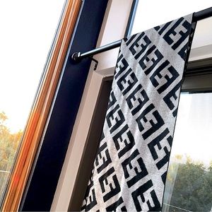 Fendi: Reversible Cashmere Wool FF Monogram Scarf (Black / Light Gray)